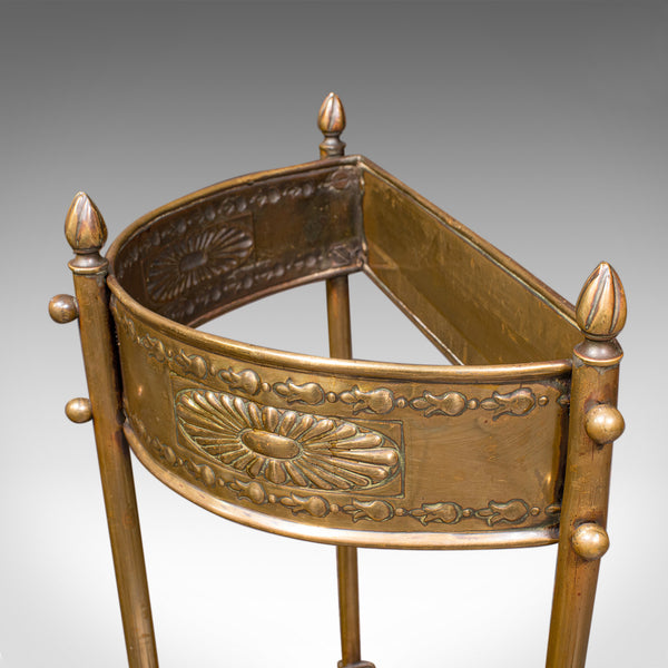 Antique Demi-Lune Stick Loop, English Brass, Hall Stand, Art Nouveau, Victorian