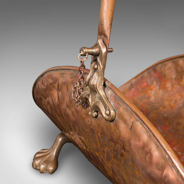 Antique Log Layer, English, Copper, Brass, Fireside Fuel Tray, Victorian, C.1870
