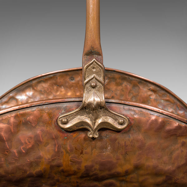 Antique Log Layer, English, Copper, Brass, Fireside Fuel Tray, Victorian, C.1870