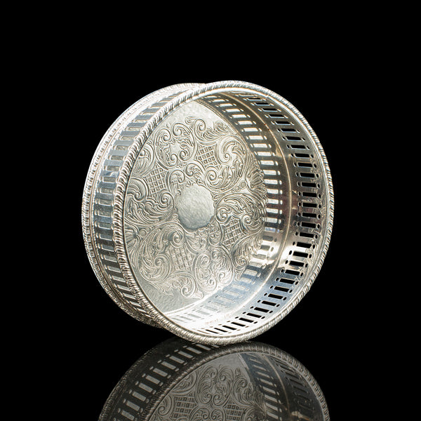 Vintage Wine Bottle Coaster, English, Silver Plated, Champagne Rest, Circa 1930