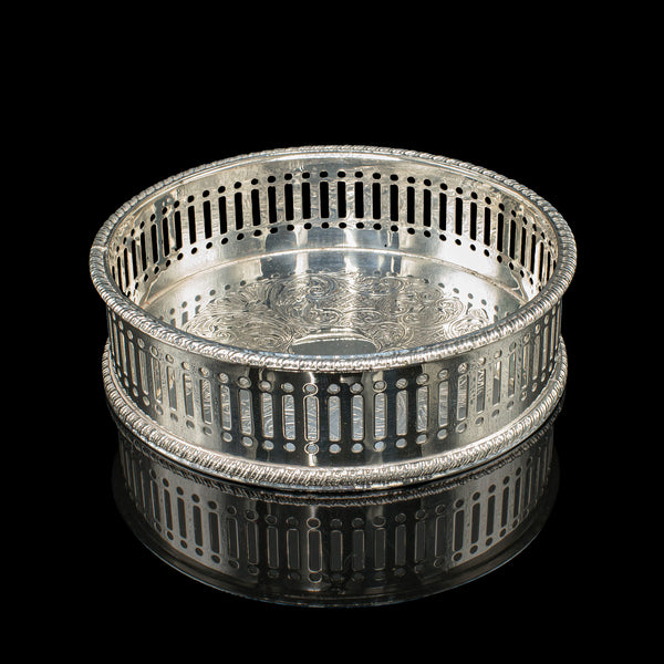 Vintage Wine Bottle Coaster, English, Silver Plated, Champagne Rest, Circa 1930