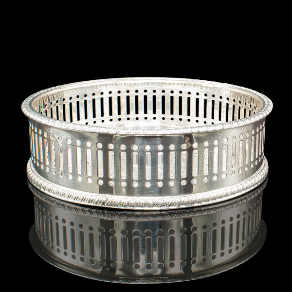 Vintage Wine Bottle Coaster, English, Silver Plated, Champagne Rest, Circa 1930