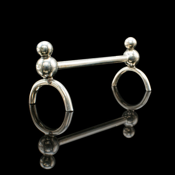 Pair of Small Antique Cutlery Rests, English Silver Plate Spoon Racks, Edwardian