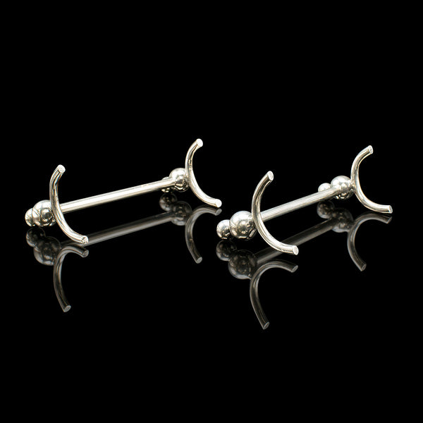Pair of Small Antique Cutlery Rests, English Silver Plate Spoon Racks, Edwardian