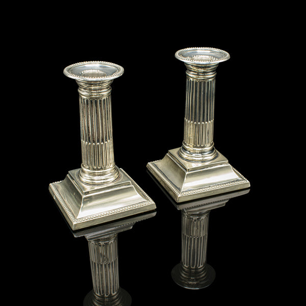 Pair of Antique Candlesticks, English, Silver Plate, Candle Stand, Victorian