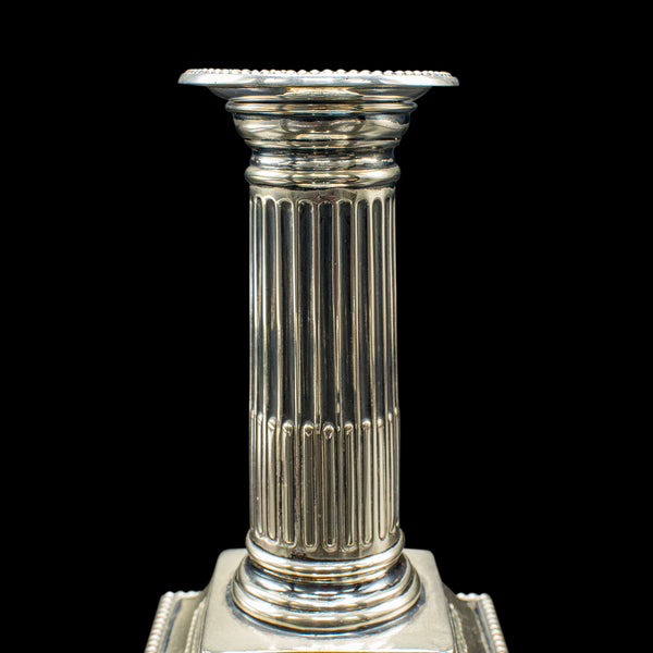 Pair of Antique Candlesticks, English, Silver Plate, Candle Stand, Victorian