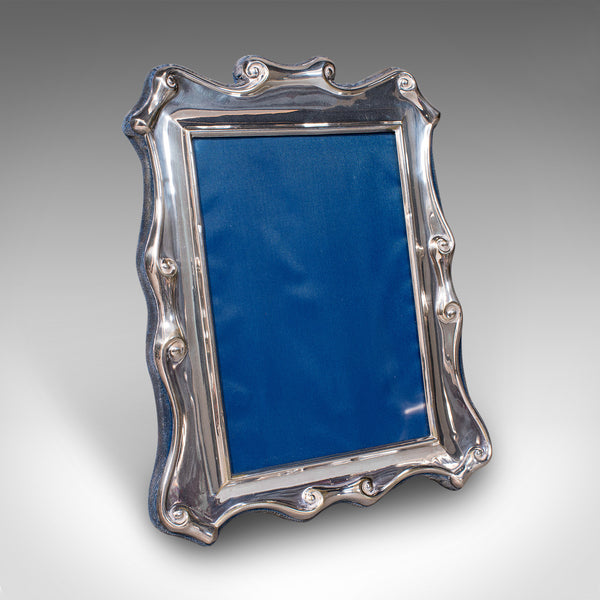 Pair of Vintage Portrait Picture Frames, English, Silver Plate, 5x7, Art Deco