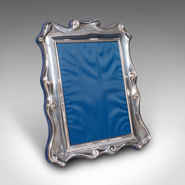Pair of Vintage Portrait Picture Frames, English, Silver Plate, 5x7, Art Deco