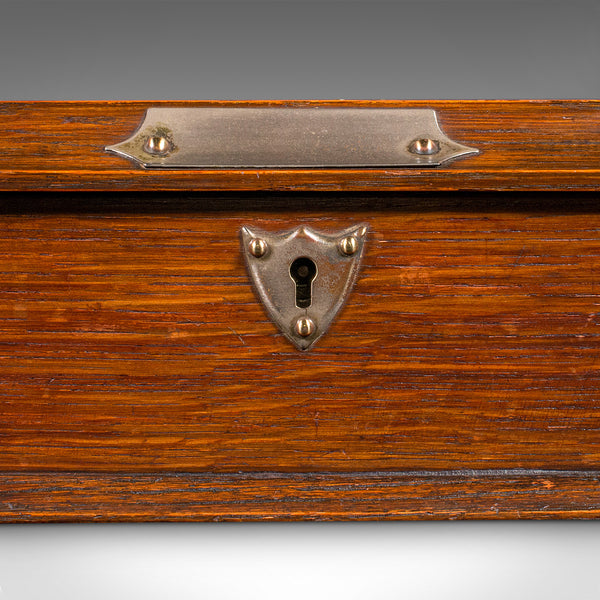 Antique Cigar Case, English, Oak, Cedar, Desktop Humidor, Edwardian, Circa 1910