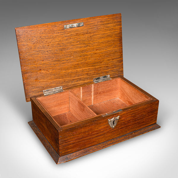 Antique Cigar Case, English, Oak, Cedar, Desktop Humidor, Edwardian, Circa 1910