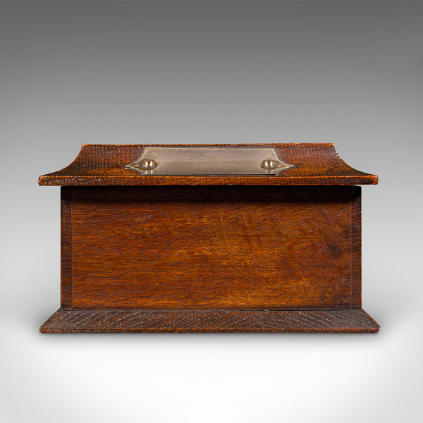 Antique Cigar Case, English, Oak, Cedar, Desktop Humidor, Edwardian, Circa 1910