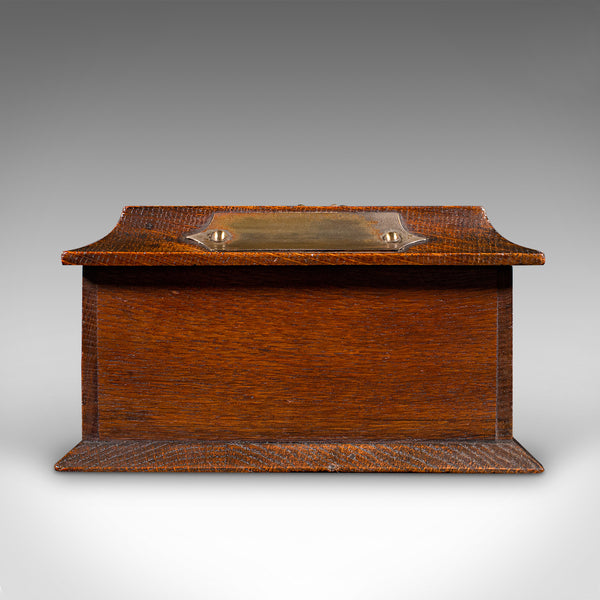 Antique Cigar Case, English, Oak, Cedar, Desktop Humidor, Edwardian, Circa 1910