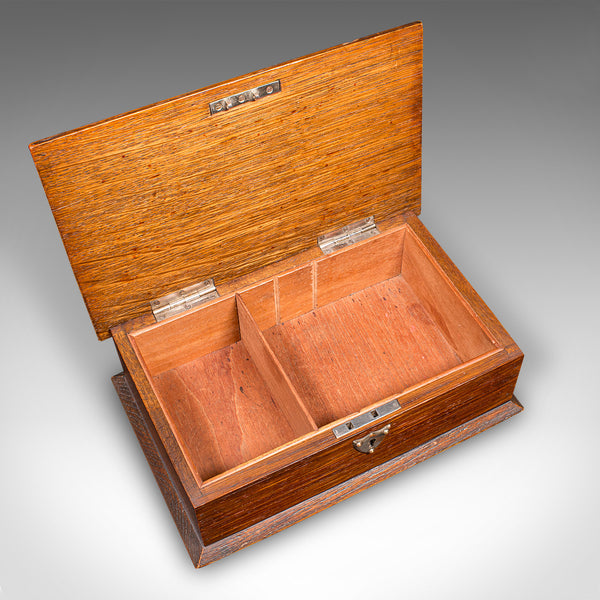 Antique Cigar Case, English, Oak, Cedar, Desktop Humidor, Edwardian, Circa 1910