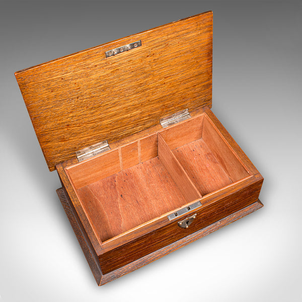 Antique Cigar Case, English, Oak, Cedar, Desktop Humidor, Edwardian, Circa 1910