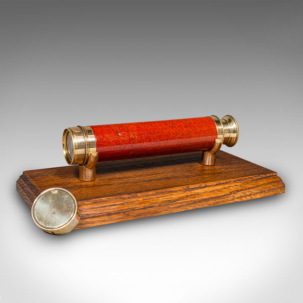 Small Antique 3 Draw Telescope, English Brass, Fruitwood, Terrestrial, Victorian