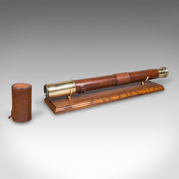 Antique Explorer’s Telescope, English, Leather Dressed Spyglass, Edwardian, 1910