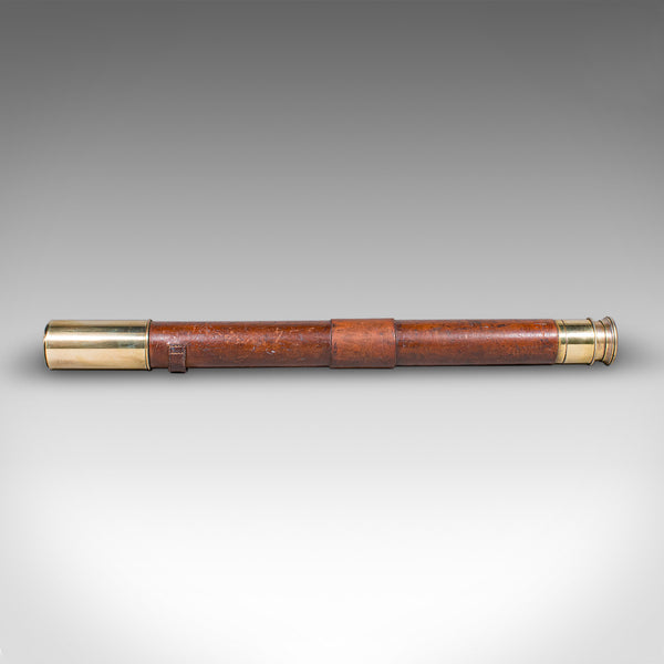 Antique Explorer’s Telescope, English, Leather Dressed Spyglass, Edwardian, 1910