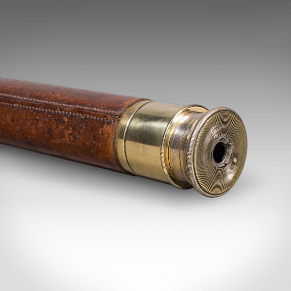 Antique Explorer’s Telescope, English, Leather Dressed Spyglass, Edwardian, 1910