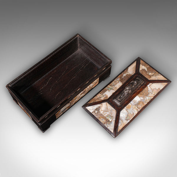 Antique Glove Box, Oriental, Inlaid Decorative Casket, Qing Dynasty, Edwardian