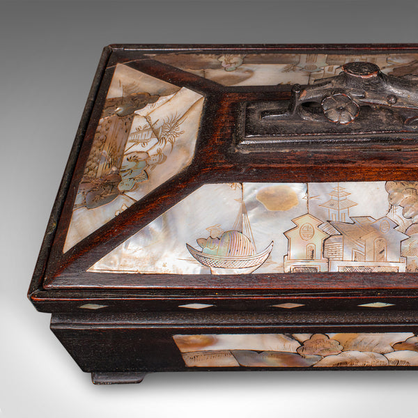 Antique Glove Box, Oriental, Inlaid Decorative Casket, Qing Dynasty, Edwardian
