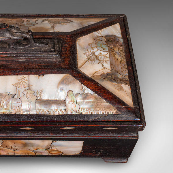 Antique Glove Box, Oriental, Inlaid Decorative Casket, Qing Dynasty, Edwardian