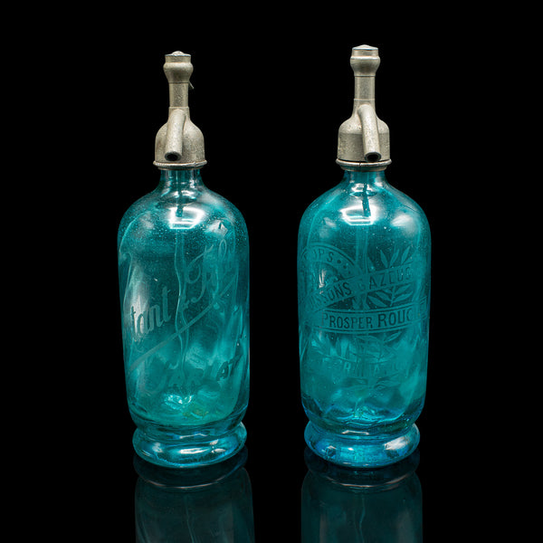 Pair of Soda Syphons, French, Glass, Seltzer Bottle, Early 20th Century, Barware