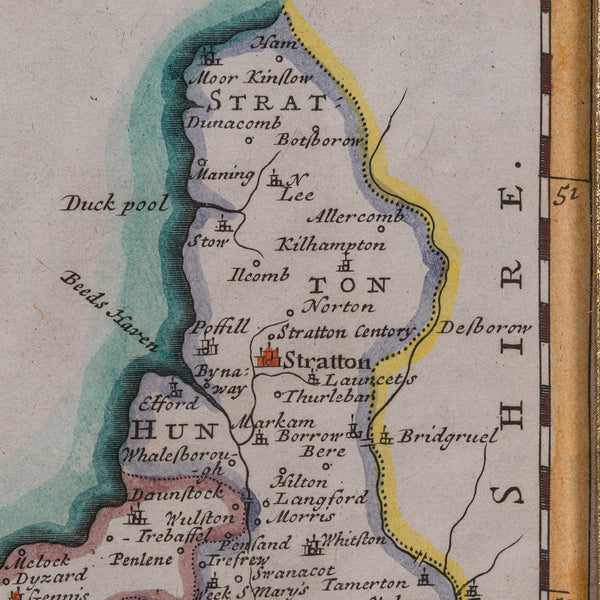 Antique County Map, Cornwall, Kernow, English, Framed, Robert Morden, Georgian