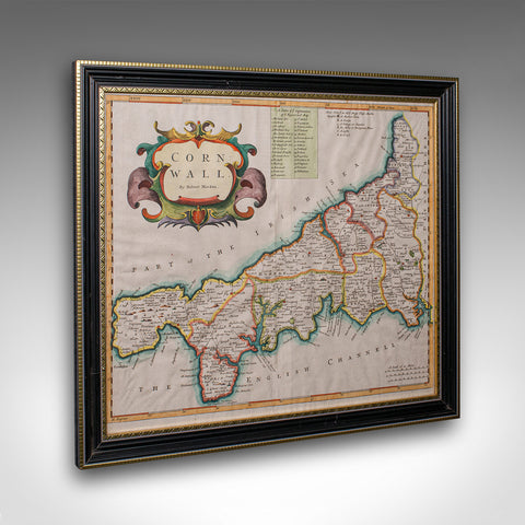 Antique County Map, Cornwall, Kernow, English, Framed, Robert Morden, Georgian