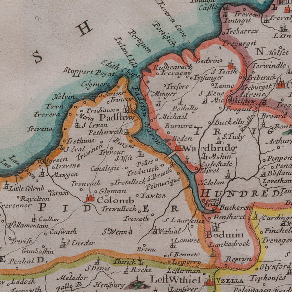 Antique County Map, Cornwall, Kernow, English, Framed, Robert Morden, Georgian