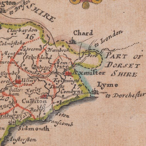 Antique Devonshire Map, English Framed Robert Morden Devon Cartography, Georgian