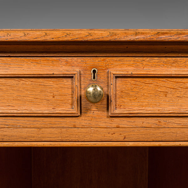 Large Vintage Bespoke Kneehole Desk, English, Oak, Writing Table, Mid Century