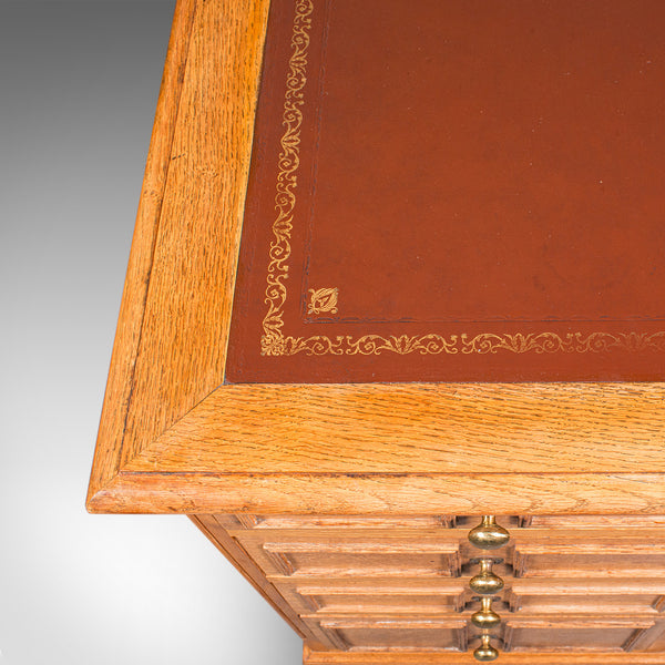 Large Vintage Bespoke Kneehole Desk, English, Oak, Writing Table, Mid Century