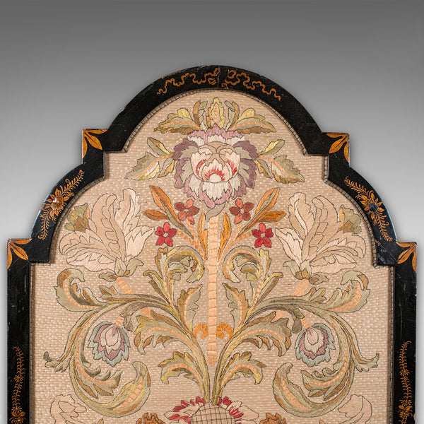 Antique Embroidered Panel, English, Framed Silkwork, Baroque Taste, Victorian