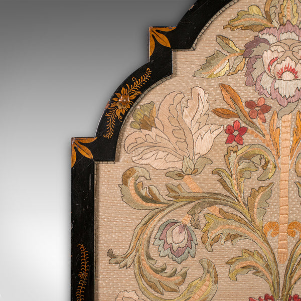 Antique Embroidered Panel, English, Framed Silkwork, Baroque Taste, Victorian
