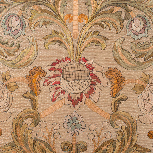 Antique Embroidered Panel, English, Framed Silkwork, Baroque Taste, Victorian