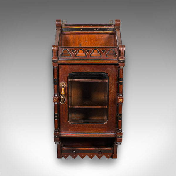 Antique Reception Hall Cabinet, English, Cupboard, Aesthetic Period, Victorian
