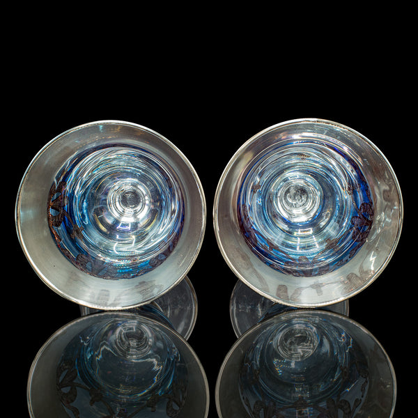 Set of 8 Vintage Wine Goblets, Italian, Handmade Art Glass, Aperitif, Liqueur