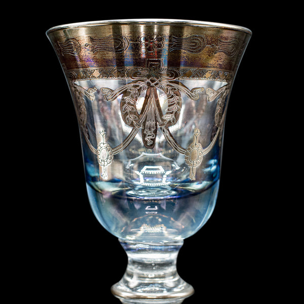 Set of 8 Vintage Wine Goblets, Italian, Handmade Art Glass, Aperitif, Liqueur