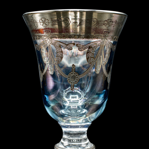 Set of 8 Vintage Wine Goblets, Italian, Handmade Art Glass, Aperitif, Liqueur