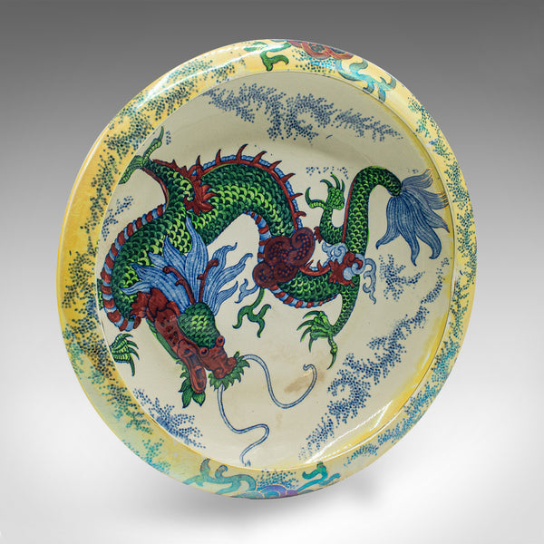 Antique Serving Bowl, English, Ceramic, Fruit Dish, Oriental Taste, Circa 1920