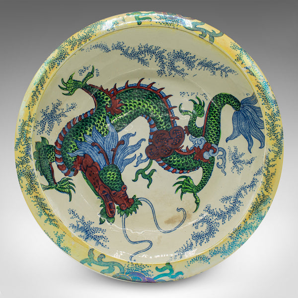 Antique Serving Bowl, English, Ceramic, Fruit Dish, Oriental Taste, Circa 1920
