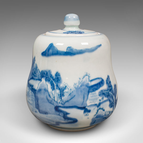 Small Antique Chaire Pot, Oriental, Ceramic Tea Caddy, Canister, Victorian, 1900