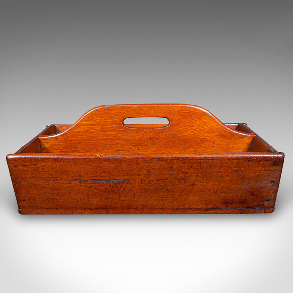 Antique Footman's Carry Tray, English, Fruitwood, Butler's Work Box, Victorian