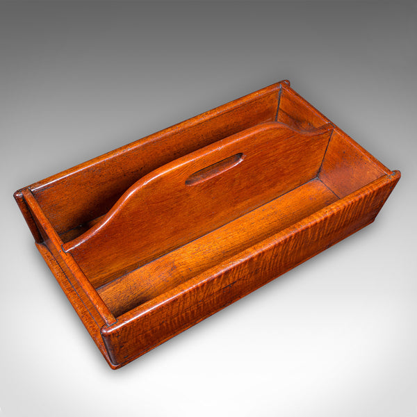 Antique Footman's Carry Tray, English, Fruitwood, Butler's Work Box, Victorian