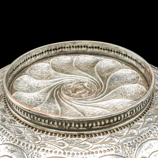 Pair of Antique Presentation Serving Dishes, Indian Silver Plate Bowl, Victorian
