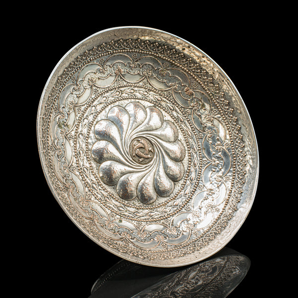 Pair of Antique Presentation Serving Dishes, Indian Silver Plate Bowl, Victorian