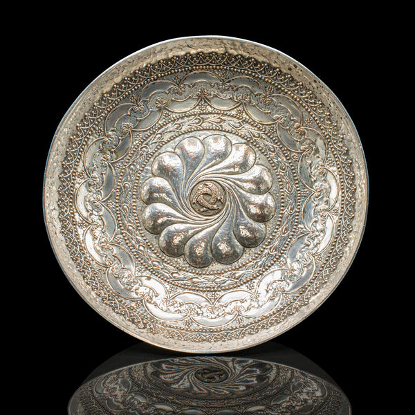 Pair of Antique Presentation Serving Dishes, Indian Silver Plate Bowl, Victorian