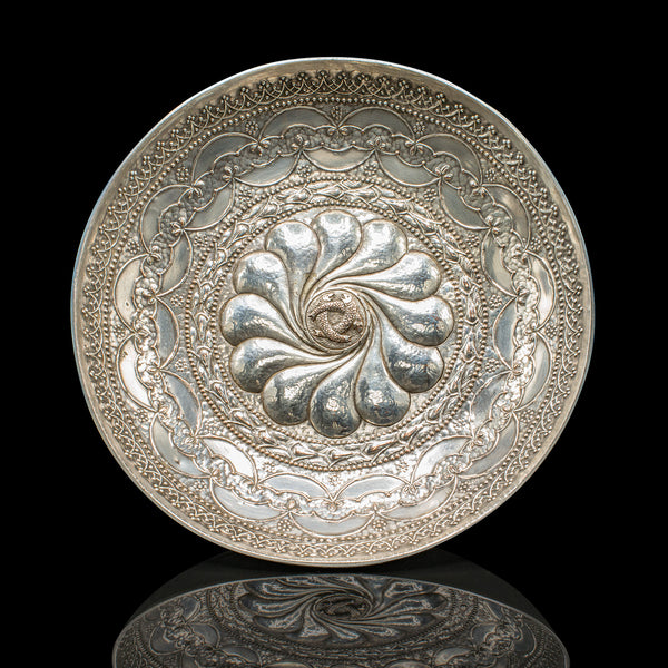 Pair of Antique Presentation Serving Dishes, Indian Silver Plate Bowl, Victorian