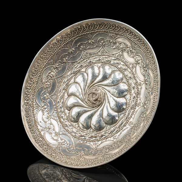 Pair of Antique Presentation Serving Dishes, Indian Silver Plate Bowl, Victorian