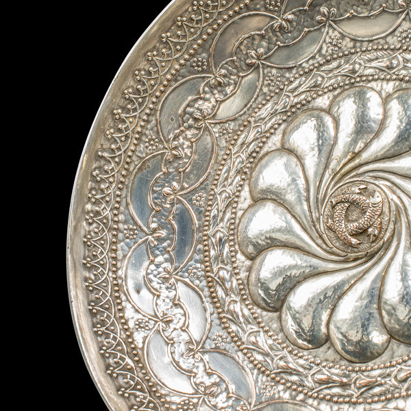 Pair of Antique Presentation Serving Dishes, Indian Silver Plate Bowl, Victorian